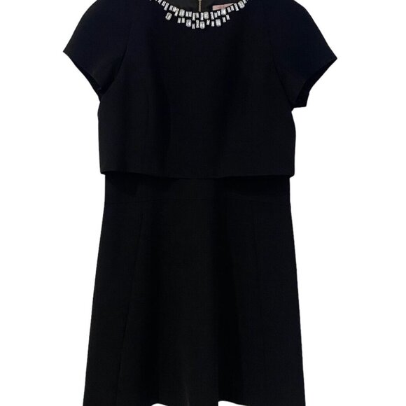 Ted Baker Foppar Short Sleeve Fit-and-Flare Black Dress - Size 3 - Picture 10 of 10